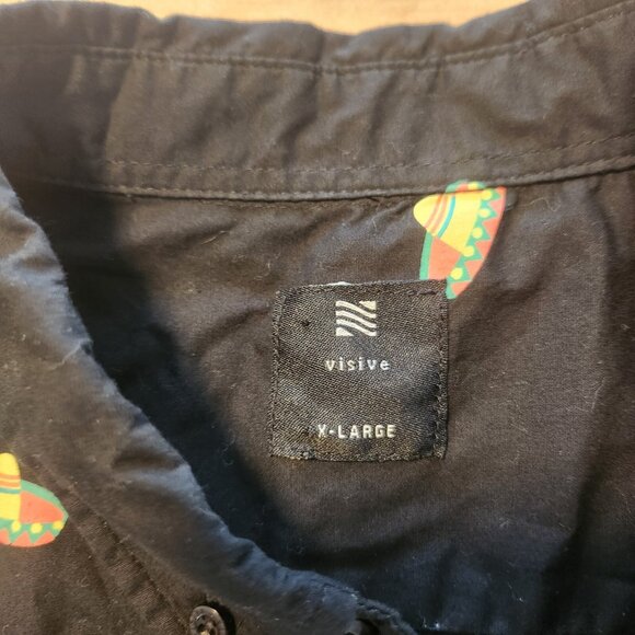 Visive Shirt Cinco De Mayo Theme Sombreros Cactus Short Sleeve Mens XL EUC - Picture 6 of 11